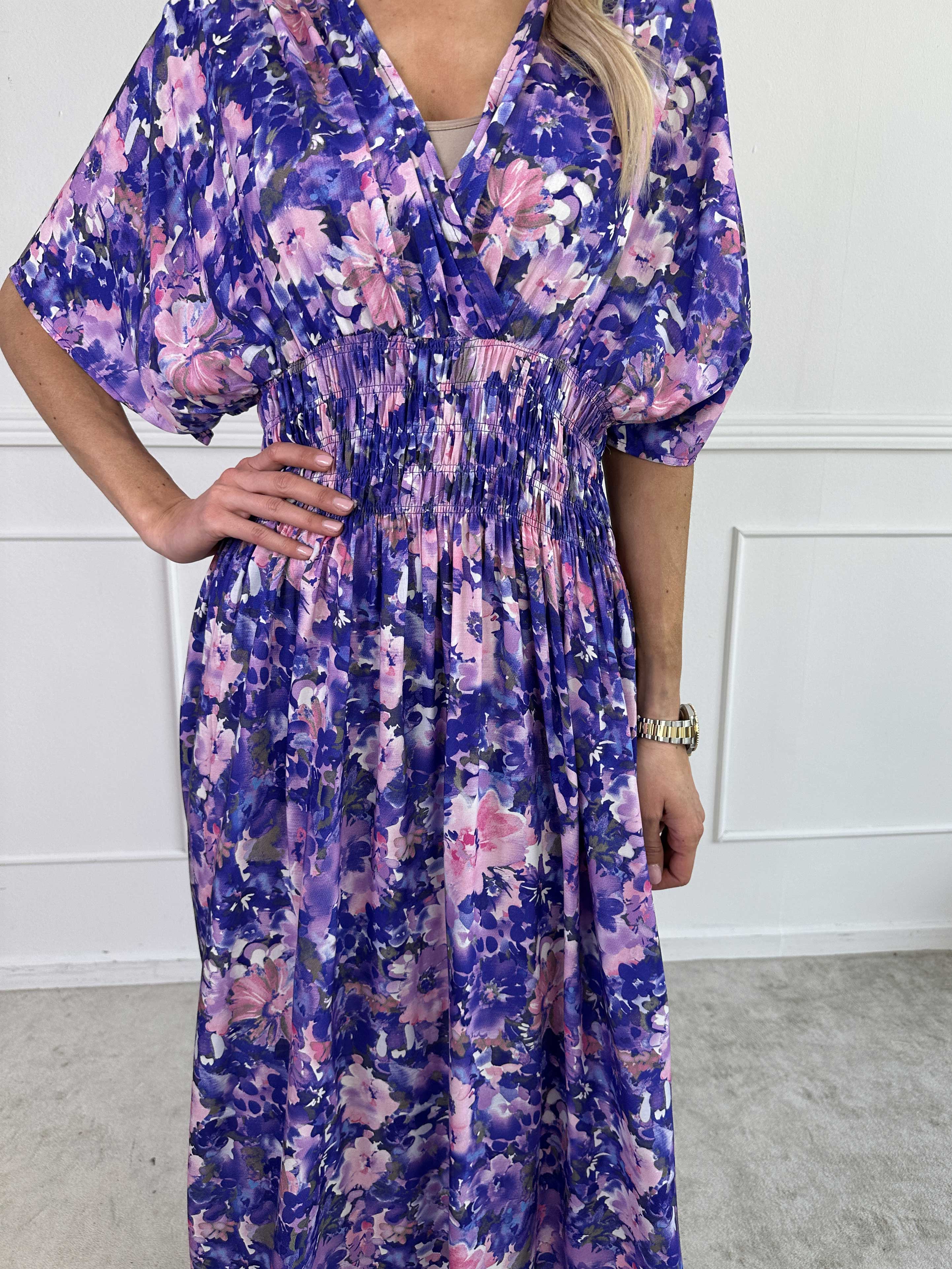 Pams Flower Viscose - Kjole i viskose med blomsterprint og smock